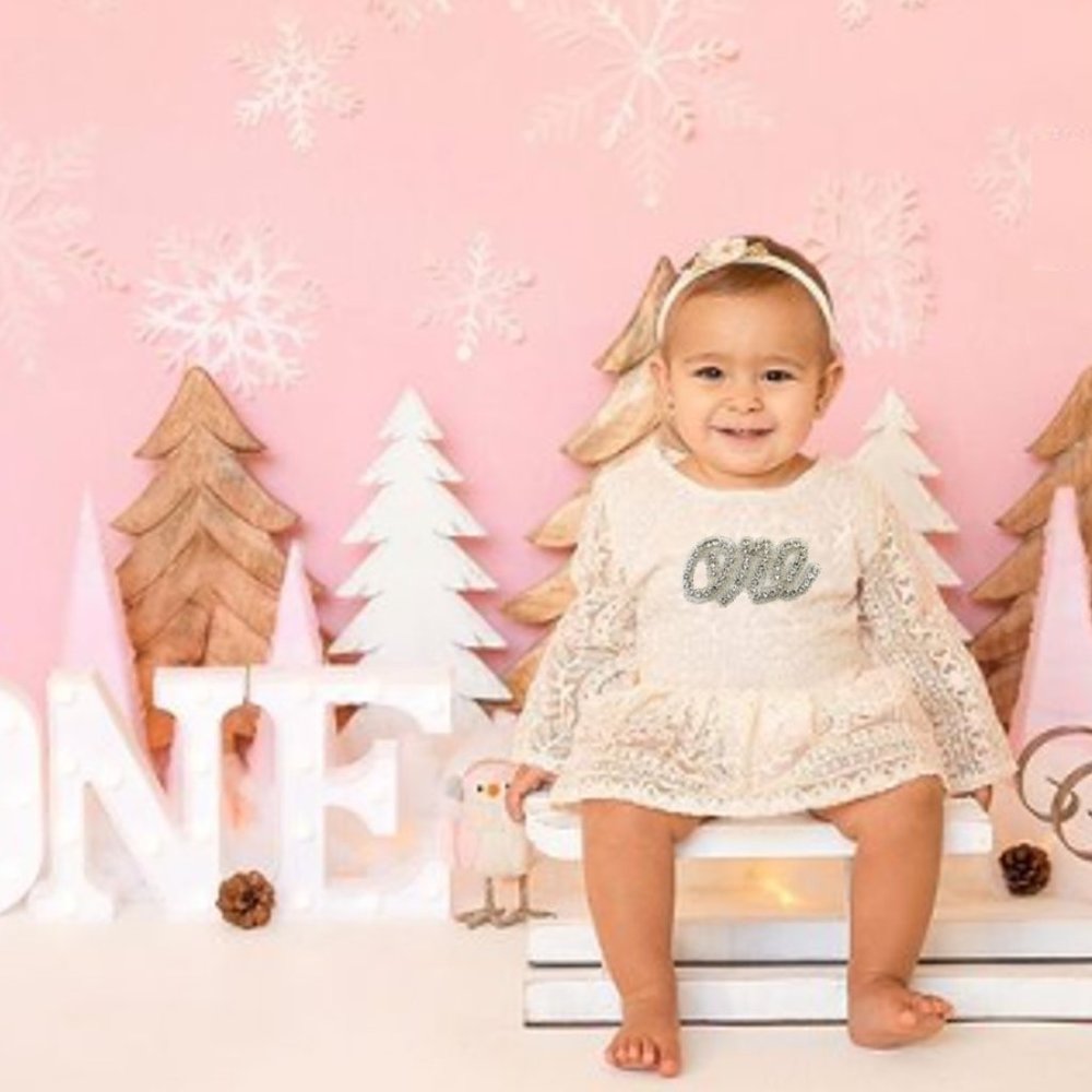 White Lace Long Sleeve Floral Easter first Birthday Outfit Clothes Dress Romper